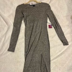 MIDI long sleeve Bodycon dress with front leg slit